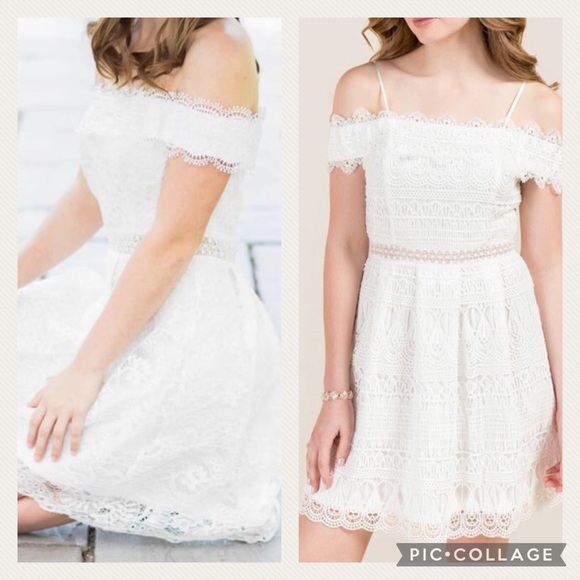 Francesca's Collections Dresses & Skirts - Francesca’s off-shoulder lace dress!